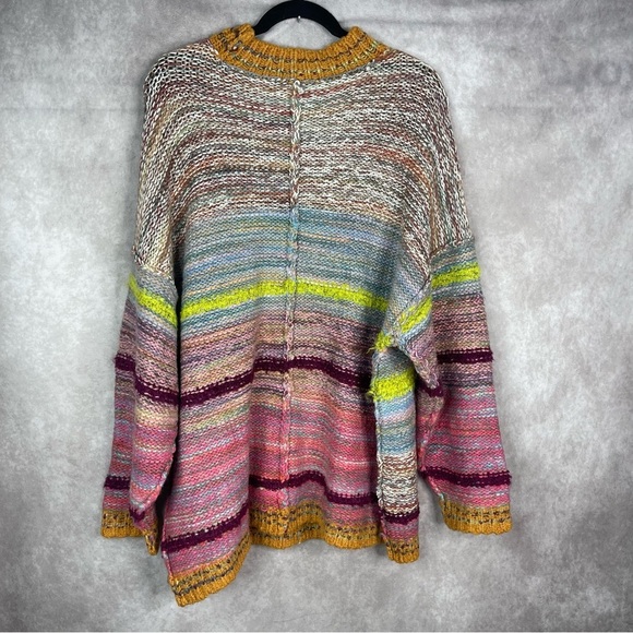 Free People Dream State Oversized Pullover Knit Sweater In Rainbow Dream Size M - Picture 5 of 8